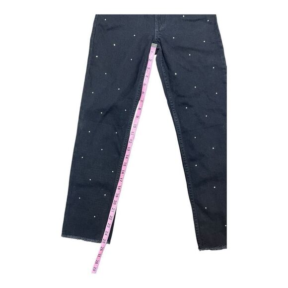 NWT Gap Kids 90s Straight Black Sparkle Jeans Size 12 Slim Raw Hem - Picture 4 of 5